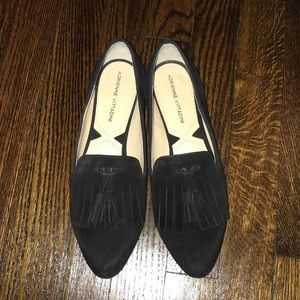 Adrienne Vittadini black suede loafers size 6.5